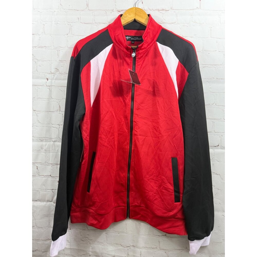 VIP Collection Performance Jacket Mens Size 2XL Red Black White Colorblock